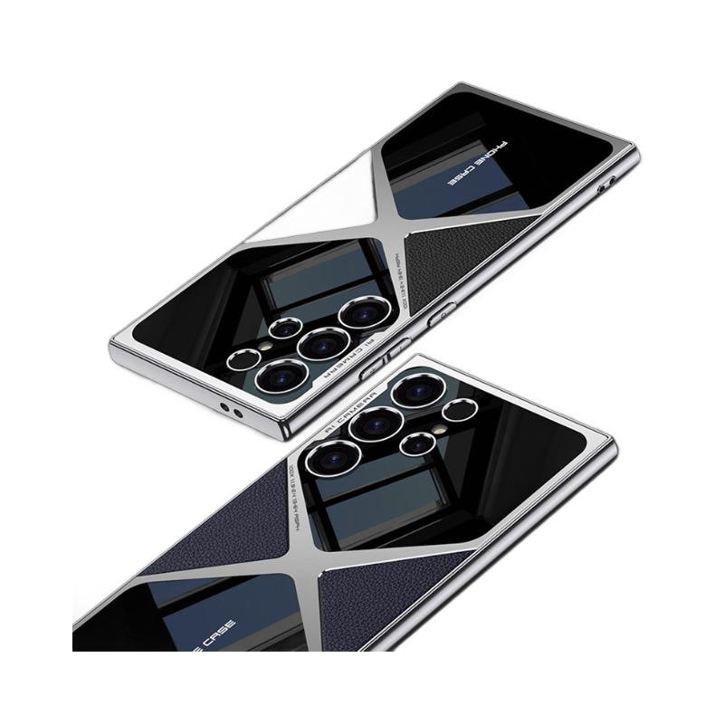 For Samsung S25Ultra S24Ultra S23Ultra Case, Leather Electroplate Cool Slim, Luxury Elegant Phone Case Camera Protection Shockproof Cover