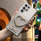 Luxury Diamond Glitter Crystal Love Heart Holder Bracket Glitter Clear Gradient TPU Plating Shockproof Soft Phone Case For Samsung S25 S24 S23 S22 S21 Note20