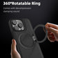 Luxury Full Leather Phone Case For iPhone 16ProMax 16 15 14 13 12 11 Magnetic Rotate Metal Holder Stand Back Cover