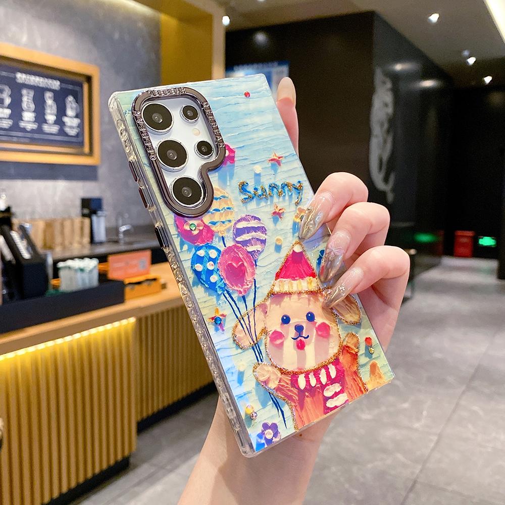 For Samsung S25 S24 S23 S22 A35 A36 A26 A54 A55 A56 Phone Case, Rich Girl Women Nabobess Leopard Print Rainbow Deer Balloon Puppy, Oil Painting Camera Frame Anti-drop Hard Shockproof Full Cover