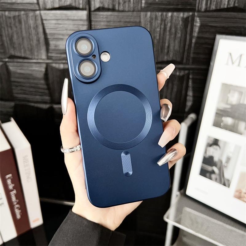 For iPhone 16 15 14 13 12 11 Pro Max Phone Case, Metallic Paint Magnetic Soft Metallic Glossy Slim, Full Camera Cover Protection Support Wireless Charging Phone Case