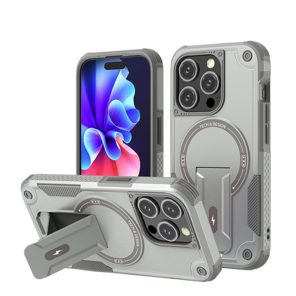 Anti-Dust Anti-Fall Heavy Duty Protection Shockproof Magnetic Phone Case With Kickstand for iPhone 16ProMax 16 15 14 13 12 11 Bumper Matte Hard Cover