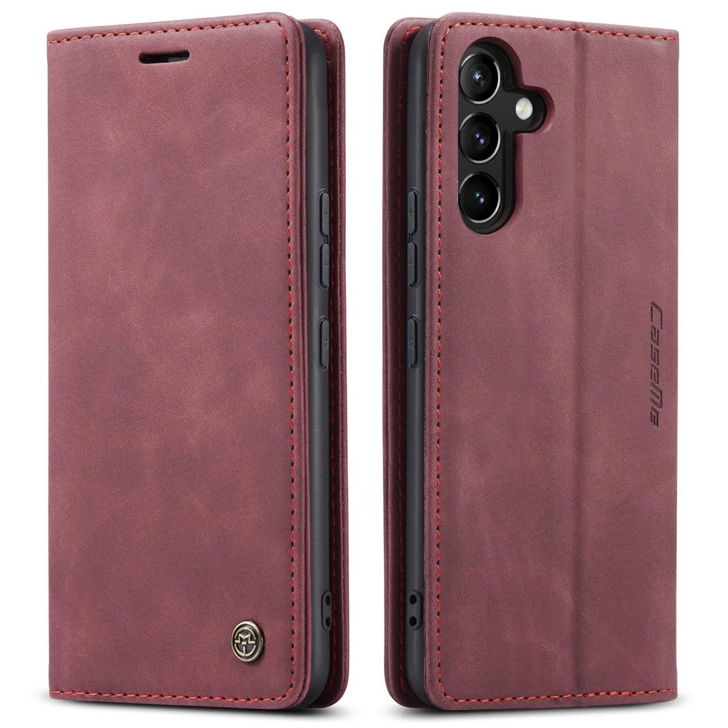 For Samsung A14 A15 A16 A24 A25 A26 A34 A35 A36 A53 A54 A55 A56 Case With Card Holder, Matte Wallet Case For Women Men, Durable Faux Leather Kickstand Magnetic Clasp Shockproof Phone Case