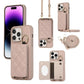 For iPhone 16ProMax 16 15 14 13 12 11 Leather Phone Case with Double Folding Wallet Lanyard, Anti-Fall Card Slot Mirror Ring Kickstand Shockproof Business Hard Full Cover