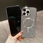 Luxury Rhinestone Glitter Plating Slim PC Strong Magnetic Phone Case For iPhone 16ProMax 15 14 13 Hard Support Wireless Charging Full Cover