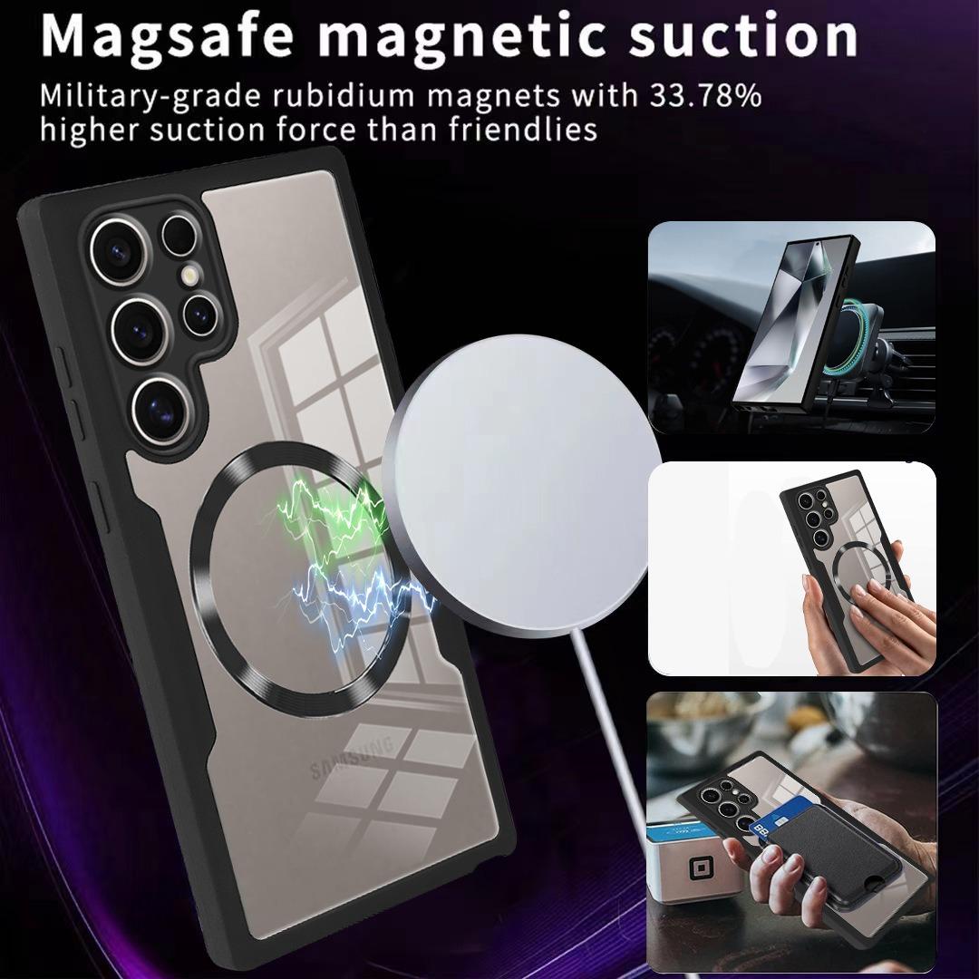 For Samsung S25Ultra S25 S24 S23 S22 S21FE A16 A26 A36 A56 Strong Magnetic Phone Case, Double Side 360 Full Protection, HD PET Screen Protector Acrylic Shockproof Hand Feel Hard Full Cover