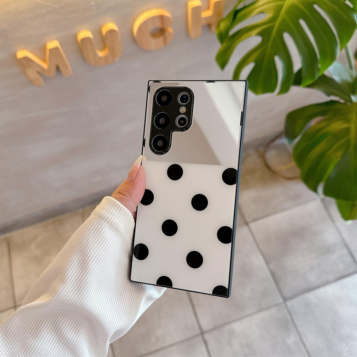 For Samsung S25Ultra S25 S24 S23 S22 S21 Phone Case, Luxury Glitter Mirror Wave Point Smile Plating Acrylic, Camera Protection Hard Full Cover