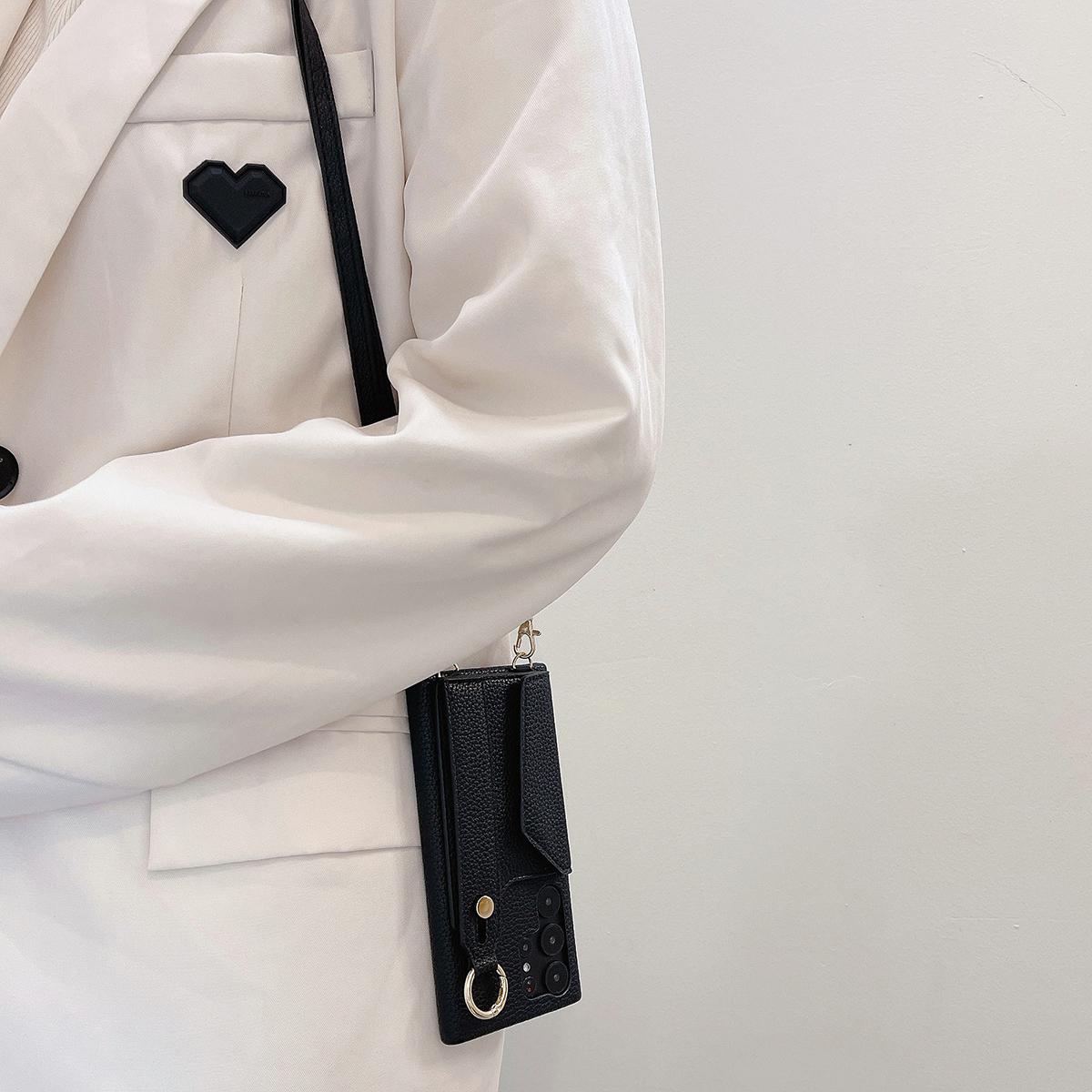 Wrist Strap Crossbody Leather Wallet Case For Samsung Galaxy S25 S25Plus S25Ultra S24 S24FE S24Plus S24Ultra Card Holder Lanyard Cover