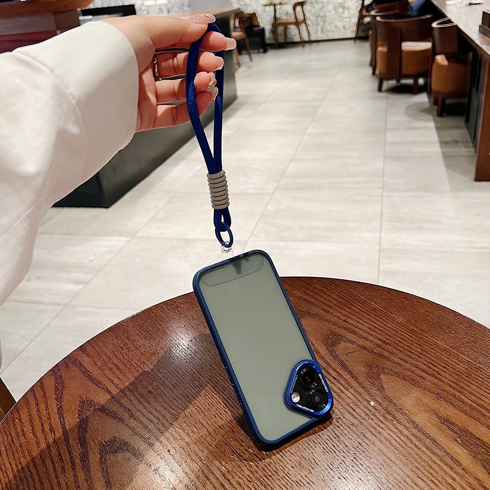 Colorful Crystal High Definition Clear Phone Case with Woven Wristband For iPhone 16ProMax 16 15 14 13 12 11 Pro Max Plus Transparent HD Len Protection Hard Full Cover