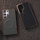 For Samsung S25Ultra S24 S23 S22 Plus FE Phone Case, Plating Antislip Matte Luxury Leather Emboss Strong Magnetic Slim Protection Shockproof Hard Full Cover