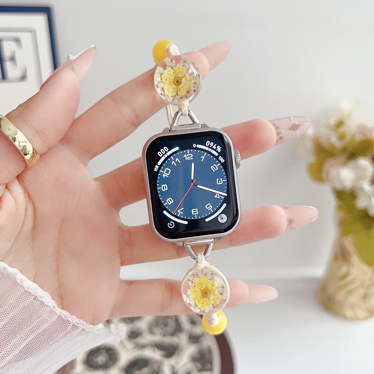 Crystal Flower Chain Metal Strap for Apple Watch 44mm Band 45 42 38 41 Ultra 49mm Link Bracelet for IWatch Series 9 8 7 6 SE 5 4