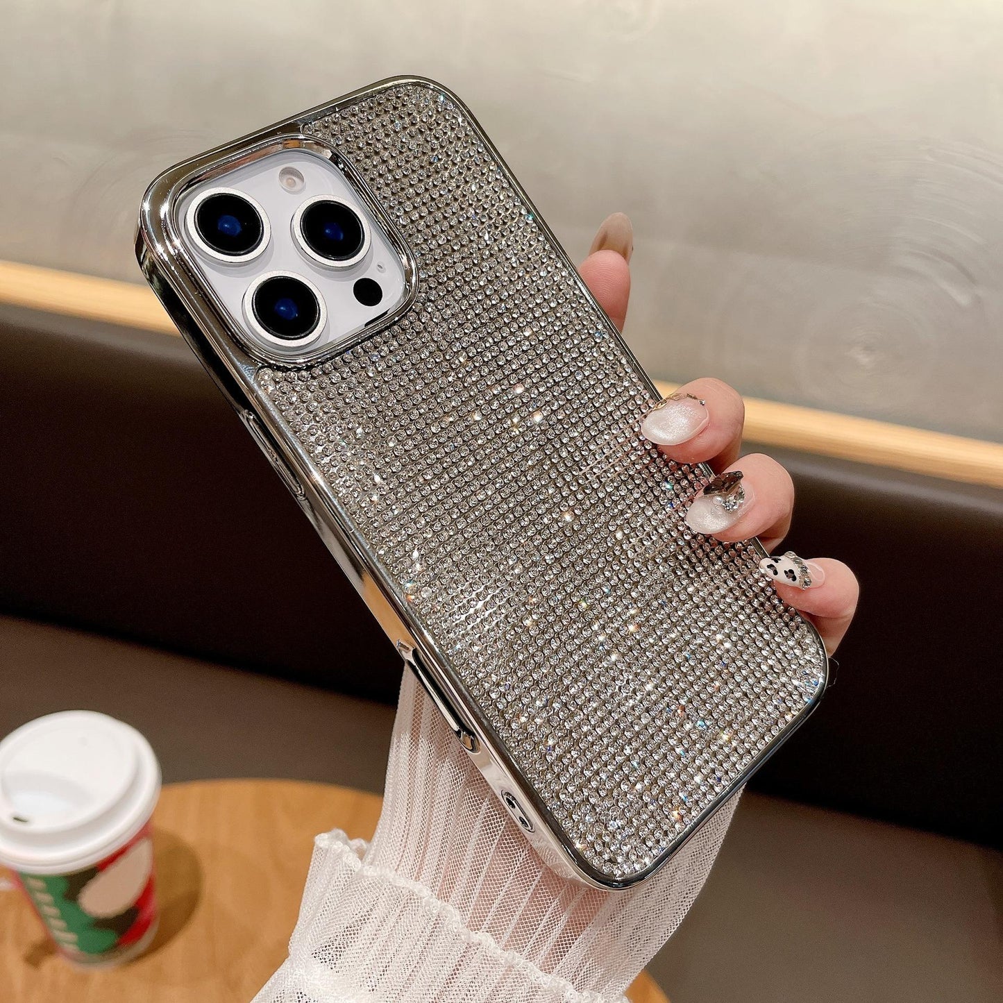 Luxury Rhinestone Glitter Plating Slim PC Phone Case For Samsung S25Ultra S24Ultra S23Ultra Hard Full Cover