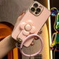 For iPhone 16 15 14 13 12 Pro Max Phone Case, Windmill Kickstand with Bracelet, Plating Electroplate Luxury Elegant Case Camera Protector Pop Stand Shockproof Soft Cover