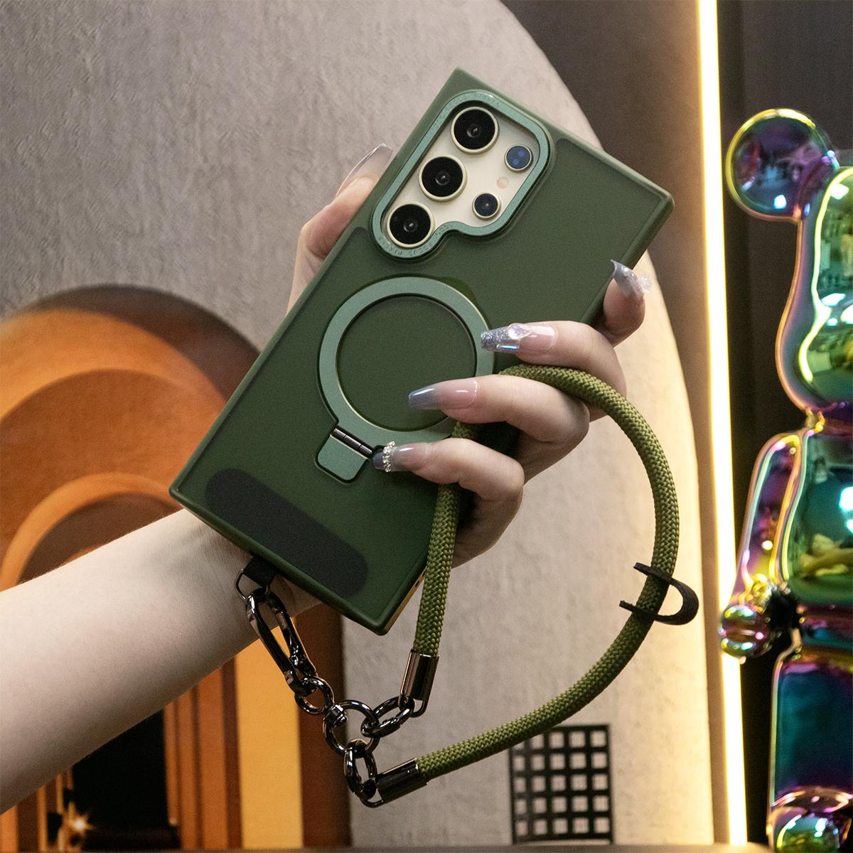 For Samsung S25 S24 S23 Plus Ultra Phone Case, With Multifunctional Climbing Rope, Clear Matte Magnetic Invisible Metal Kickstand Camera Frame [Not Yellowing] Shockproof Slim Back Full Cover