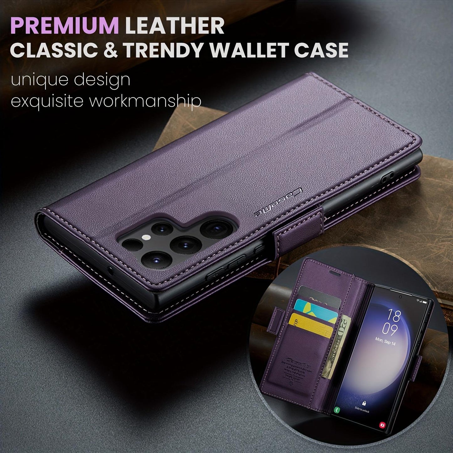For Samsung Galaxy S24FE S24Ultra S24 S23 S22 S21 FE Plus Ultra Phone Case, Wallet Case For Women Men With RFID Blocking, Durable Faux Leather Kickstand Magnetic Clasp Shockproof Phone Case