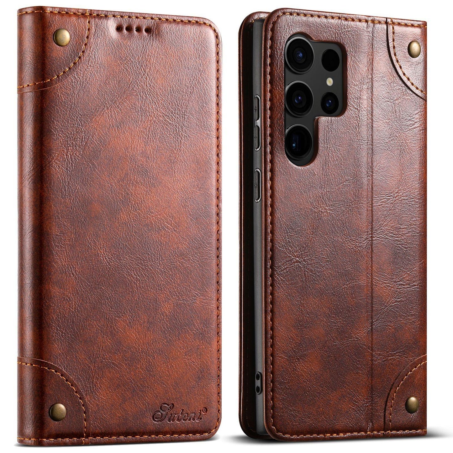 For Samsung S25 S24 S23 S22 Note20 Ultra Plus Phone Case, Smooth Surface Flip Wallet Case For Women Men Durable Faux Card Slot Leather Kickstand Magnetic Clasp Shockproof Phone Case