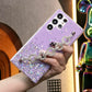 Glitter Star Sequin With Diamond Chain Phone Case For Samsung S25 S24 S23 S22 S21 Note20 A15 A25 A35 A55 Clear Soft TPU Back Cover