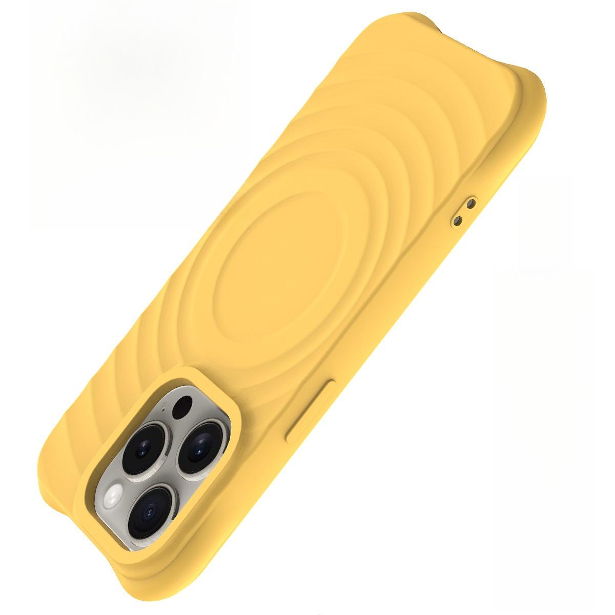 Matte Ripple Pattern Magnetic Silicone Phone Case For iPhone 16ProMax 16E 16 15 14 13 12 Skin Feel Heavy Duty Protection Shockproof Soft Full Cover