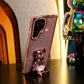 For Samsung S25Ultra S25 S24 S23 S22 Plus Ultra Case, Clear Rhinestone Candy Bear Kickstand, Glitter Luxury Elegant Plating Case Camera Protection Shockproof Soft Cover