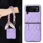 Luxury Silk Scarf Chian Leather Case For Samsung Galaxy Z Flip 6 Flip 5 Flip 4 Flip3 5G Luxury Crossbody Strap Smart Phone Cover