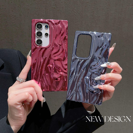 For Samsung S25Ultra S25 S24 A56 A55 A54 A36 A35 A26 A25 A16 A15, Luxury Fancy Shape Cool Wrinkled Tin Foil Pattern Plating Hollow Heat Dissipation Case Cooling Soft Back Cover
