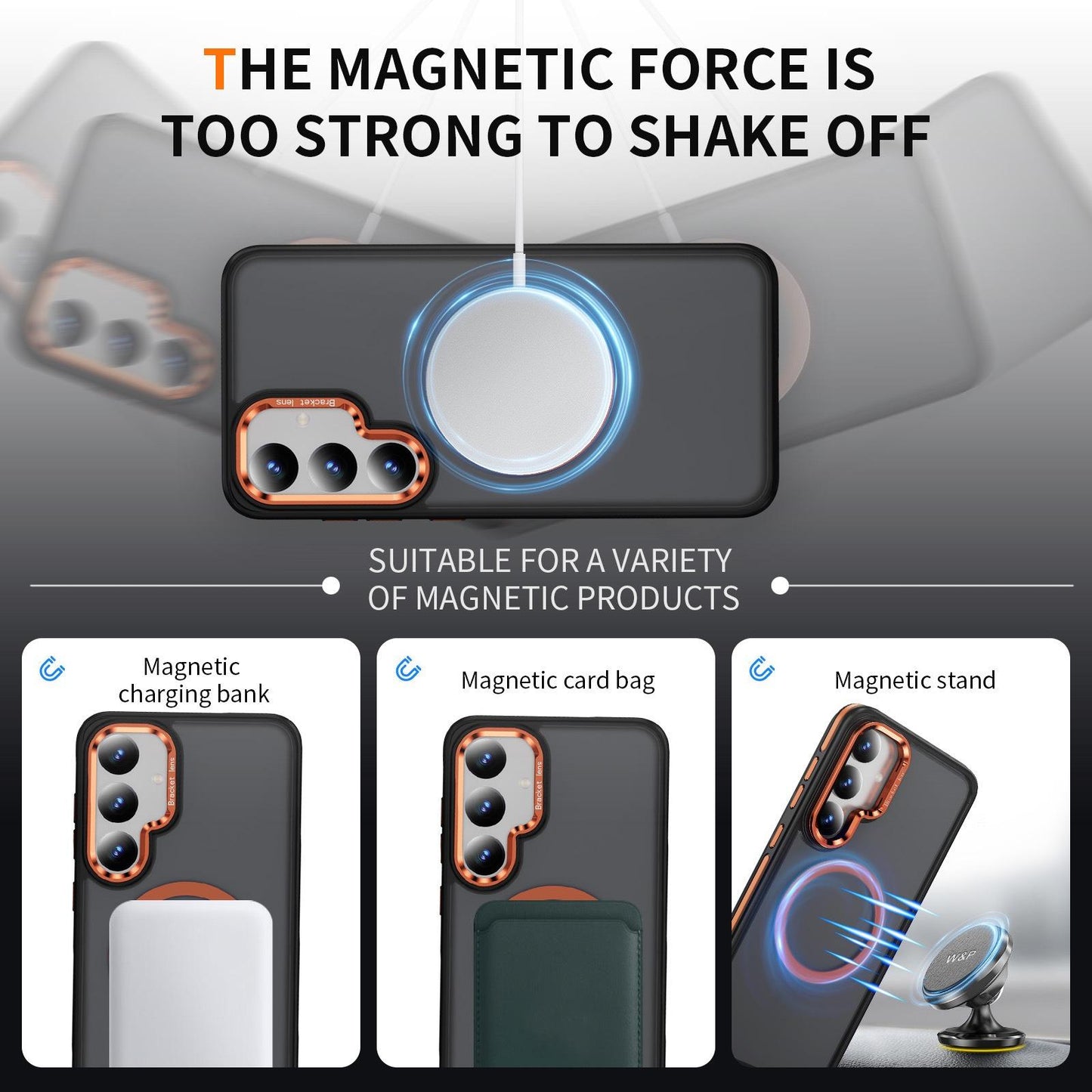 Two-tone Matte Transparent Anti-Dust Anti-Fall Bumper Shockproof Strong Magnetic Phone Case With Metal Camera Kickstand for Samsung S25Ultra S24 S23FE S23 A14 A15 A25 A35 A54 Bumper Hard Cover