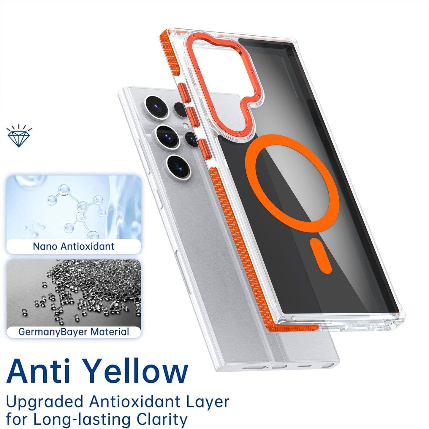 Dual Color Translucency Black Strong Magnetic For Magsafe Phone Case For Samsung S25Ultra S25+ S25 S24Ultra S23FE S23Ultra A55 A35 A25 A16 Metal Frame Shockproof Bumper Acrylic Hard Cover