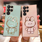 Cute Rabbit Mirror Stand Plating Phone Case for Samsung S25Ultra S25Plus S25 S24Ultra S24Plus S24 S24FE