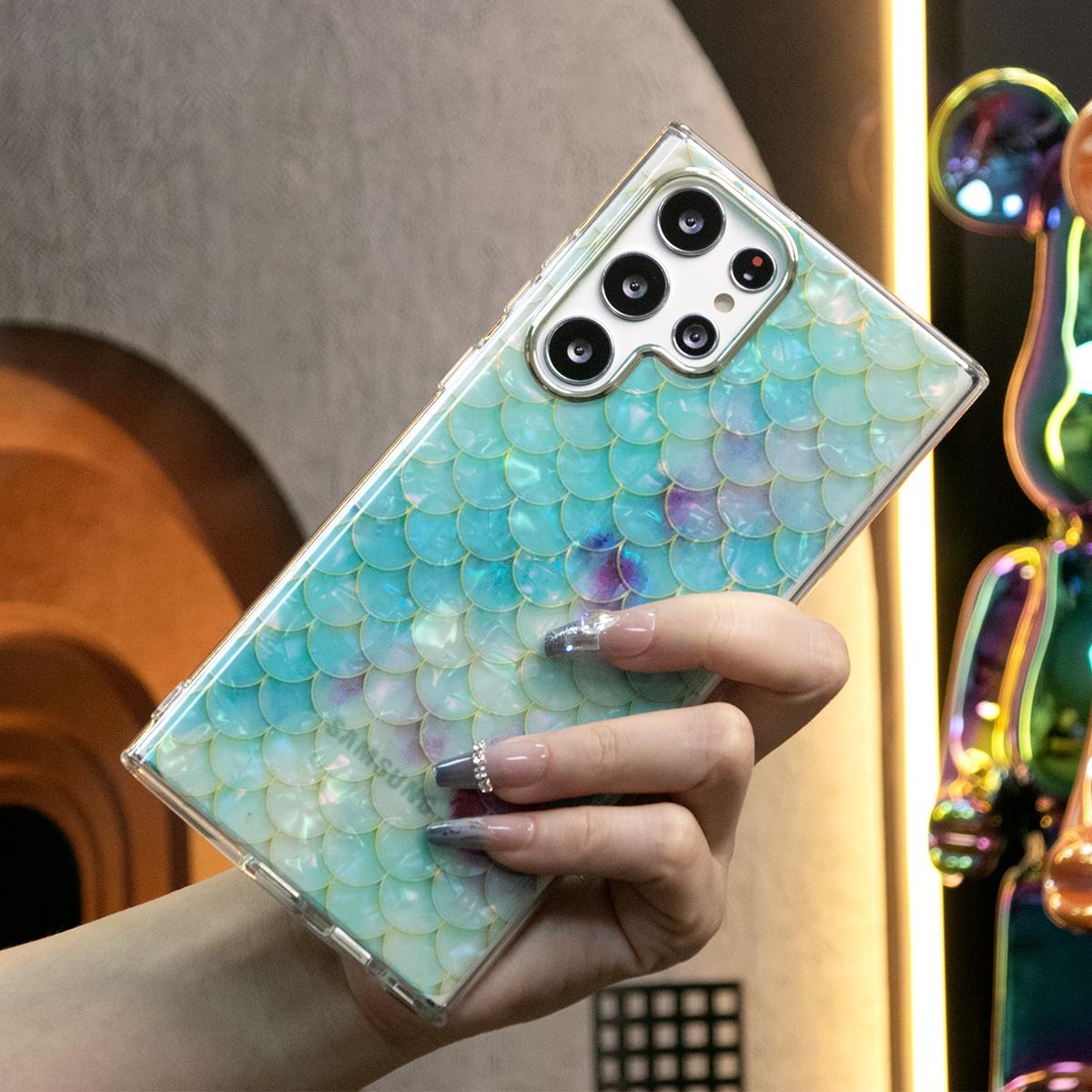 For iPhone 16 15 14 13 12 11 XR XSMax X/XS Phone Case, Leopard Shell Marbling Pattern, Glitter Colorful Luxury Elegant Camera Protection Shockproof Hard Cover