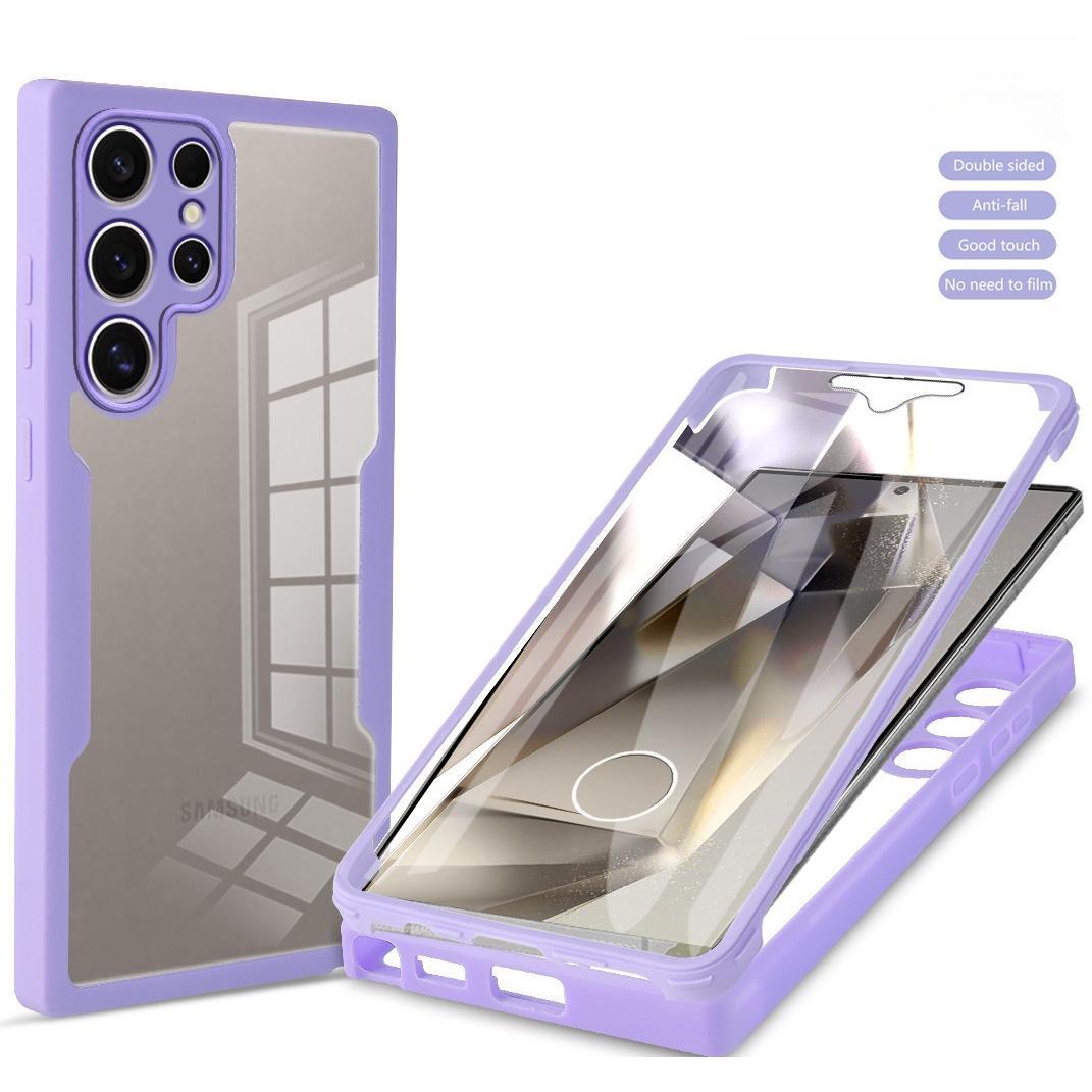 For Samsung S25Ultra S25 S24 S23 S22 S21FE A16 A26 A36 A56 Phone Case, Double Side 360 Full Protection, HD PET Screen Protector Acrylic Shockproof Hand Feel Hard Full Cover
