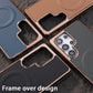 For Samsung S25Ultra S24 S23 S22 Plus FE Phone Case, Plating Antislip Matte Luxury Leather Emboss Strong Magnetic Slim Protection Shockproof Hard Full Cover
