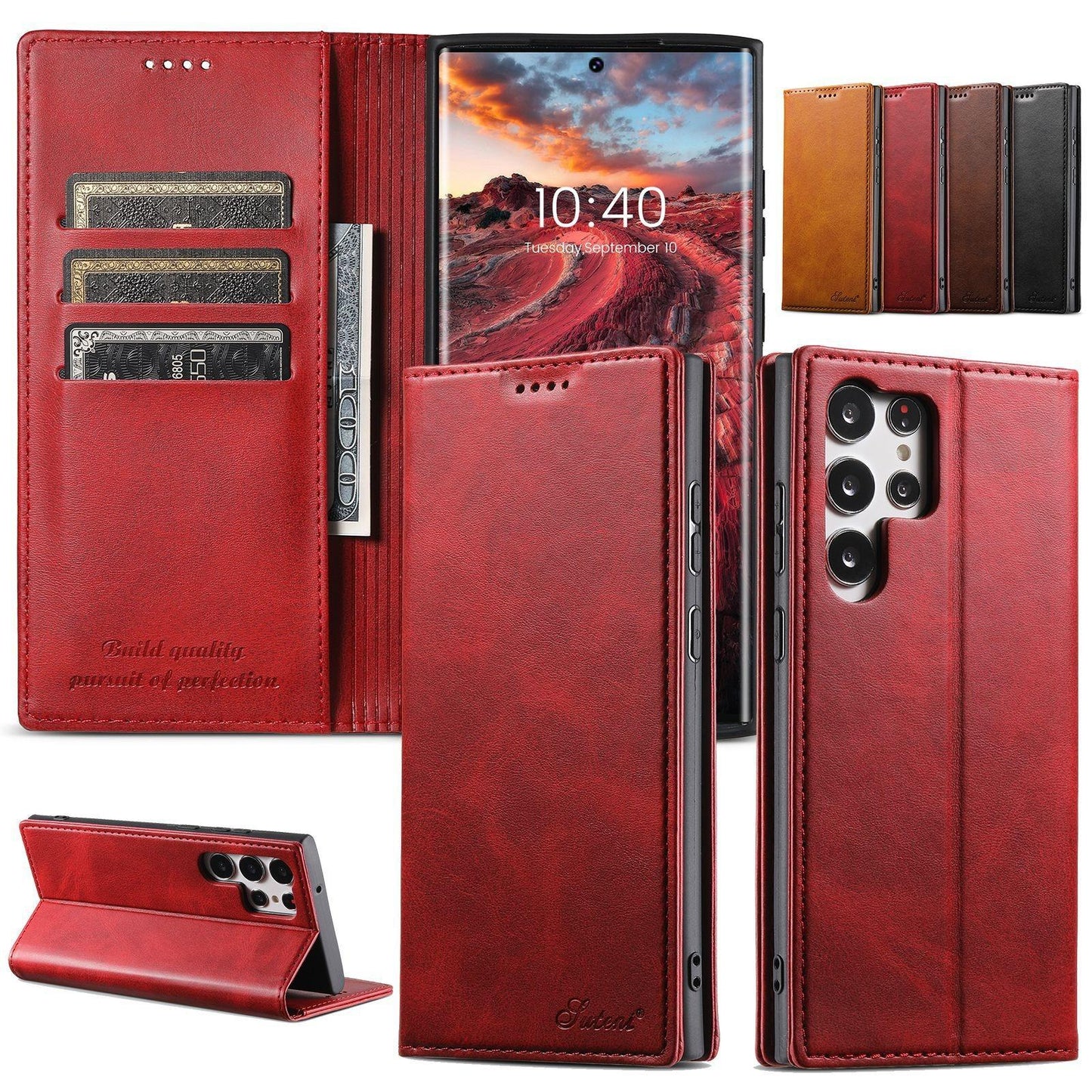 For Samsung S25 S24 S23 S22 Note20 Ultra Plus Phone Case, Smooth Surface Flip Wallet Case For Women Men Durable Faux Card Slot Leather Kickstand Magnetic Clasp Shockproof Phone Case