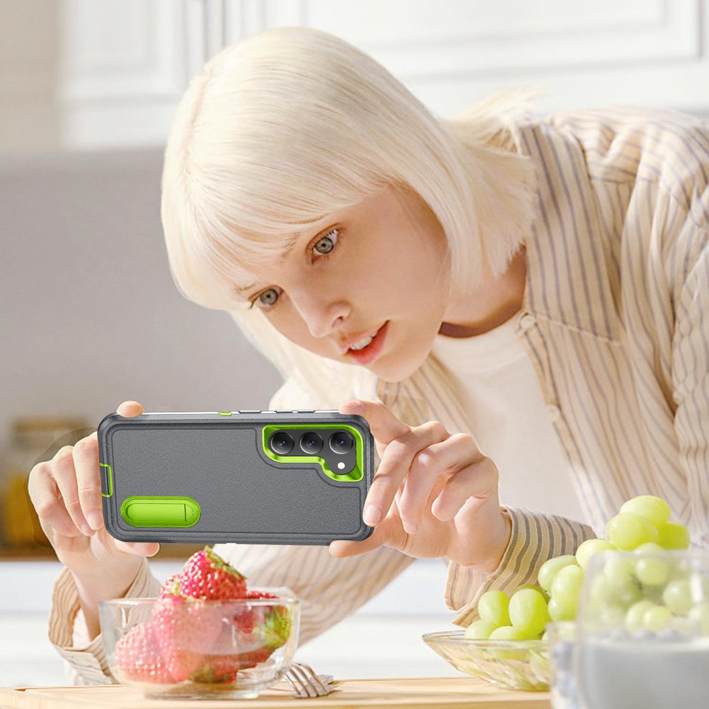 Anti-Dust Kickstand Fall Heavy Duty Protection Shockproof Phone Case for Samsung S25Ultra S24 S23FE S23 S22 A14 A15 A16 A54 A53 Hard Full Cover