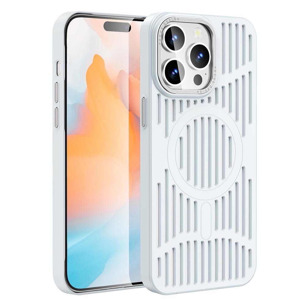 For iPhone 16ProMax 16 15 14 13 12 Plus Pro Max Phone Case, Hollow Out Matte Cooling Magnetic PC Ultra Light, Heat Dissipation Metal Lens Protection Soft Full Cover
