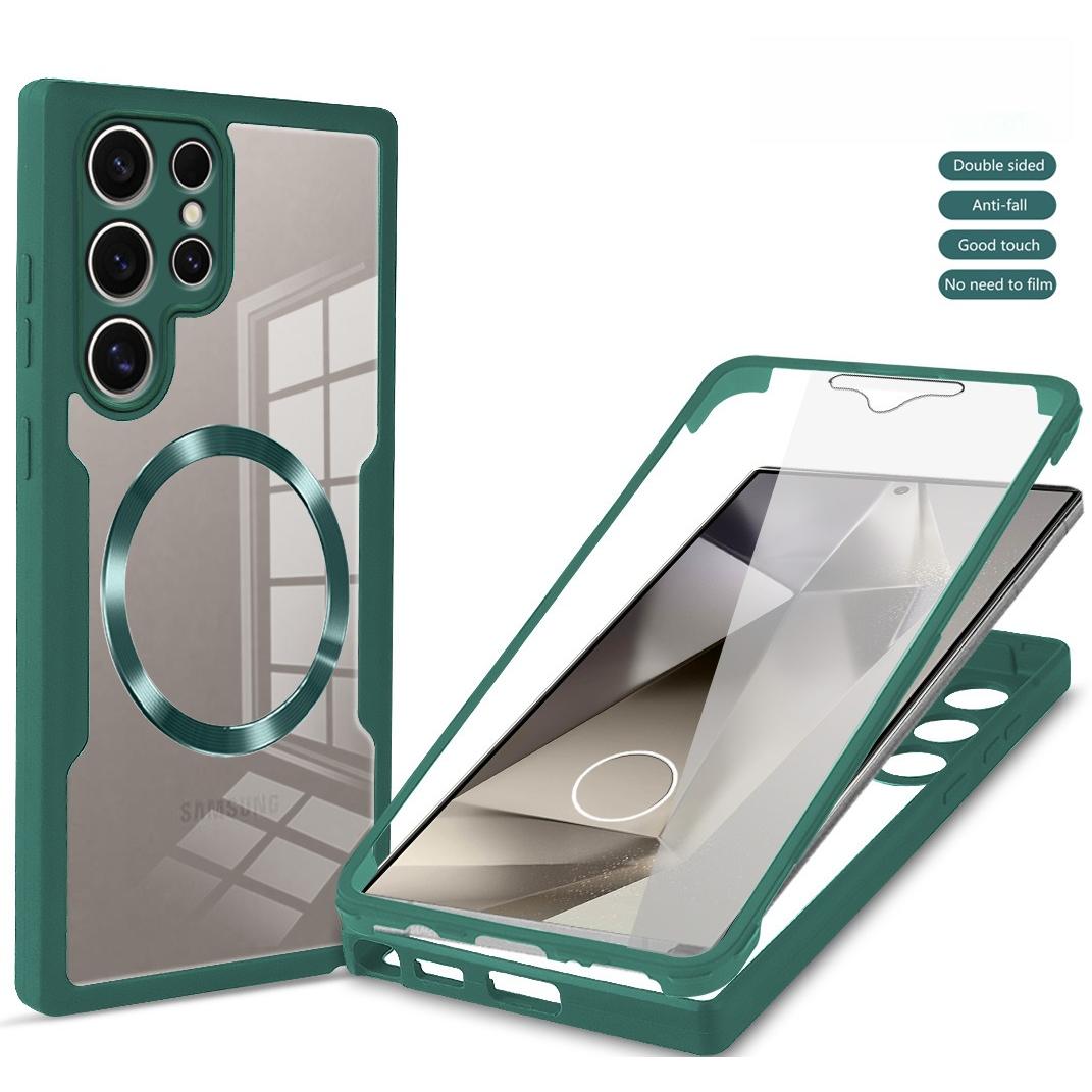 For Samsung S25Ultra S25 S24 S23 S22 S21FE A16 A26 A36 A56 Strong Magnetic Phone Case, Double Side 360 Full Protection, HD PET Screen Protector Acrylic Shockproof Hand Feel Hard Full Cover