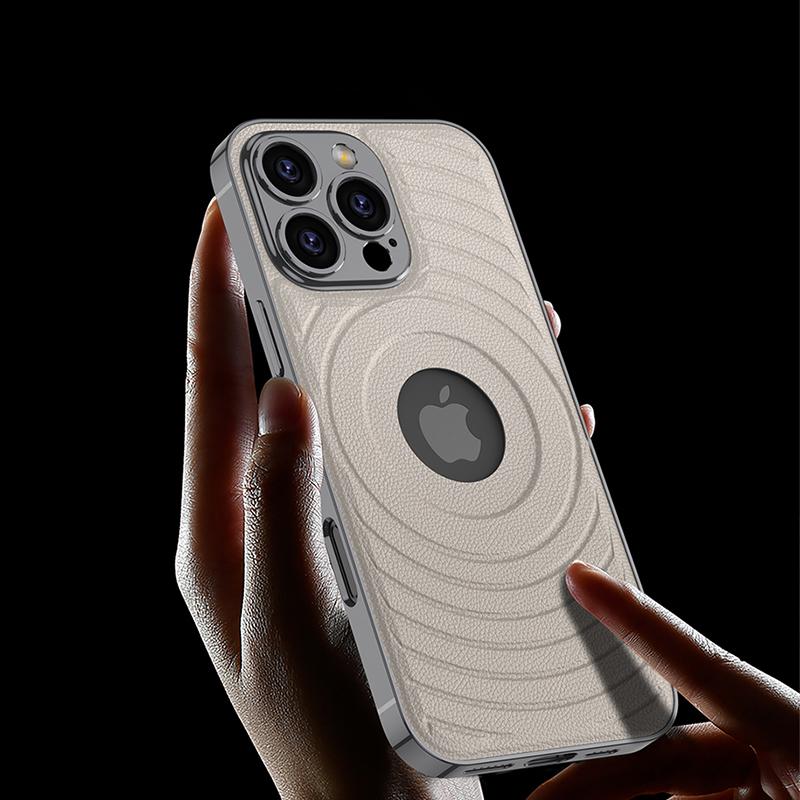 For iPhone 16 Electroplated Magnetic Phone Case for iPhone 16 Plus 16 Pro Max Leather Leakage Hole Shockproof Protective Cover