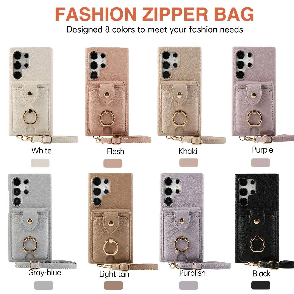 Crossbody Mirror Wallet with Card Holder Phone Case for Samsung Galaxy S22 Ultra Plus A13 A14 A15 A22 A24 A25 A33 A34 A35 A53 A54 A55 Back Cover