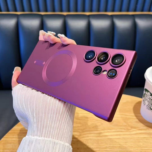 Luxury Frameless Metallic Glossy Strong Magnetic PC Phone Case For Samsung S25Ultra S24Ultra S23Ultra Anti-Drop Hard Full Cover