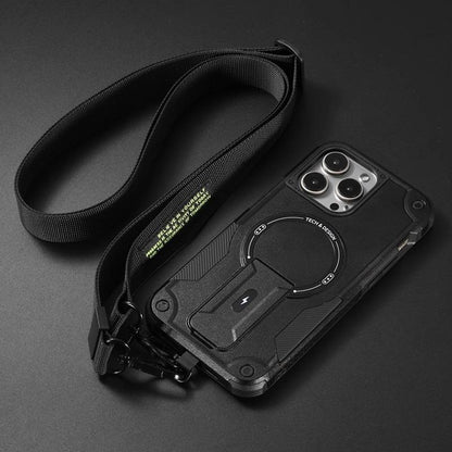 Anti-Dust Anti-Fall Heavy Duty Protection Shockproof Magnetic Phone Case Kickstand With Long Wristband for iPhone 16ProMax 16 15 14 13 12 11 Lanyard Bumper Matte Hard Cover