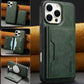 For iPhone 16ProMax 16 15 14 13 12 Leather Phone Case with Strong Magnetic Double Folding Wallet, Anti-Fall Card Bag Kickstand for Magsafe Shockproof Business Hard Full Cover