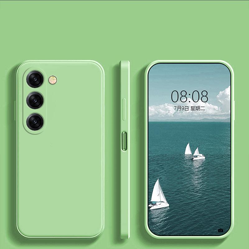 Square Liquid Silicone Matte Shockproof Phone Case For Samsung S25 S24 S23 Camera Protect Soft Cover