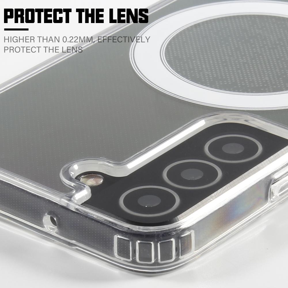 Transparent Magnetic Wireless Charging Shockproof Acrylic Phone Case for Samsung S25Ultra S25 S24 S23 S22 S21