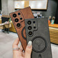 For Samsung S25Ultra S25Edge S24 S23 S22 S21 Note20 Case, Deer Pattern Matte Suede Leather Magnetic Shockproof Anti-Slip Hard Phone Case