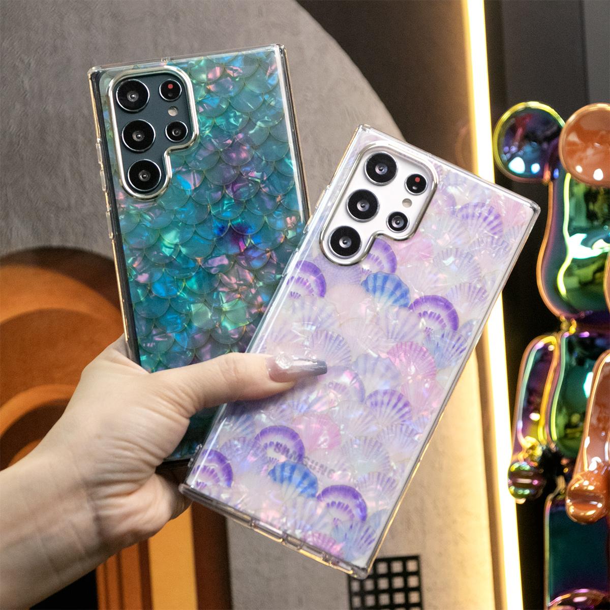 For iPhone 16 15 14 13 12 11 XR XSMax X/XS Phone Case, Leopard Shell Marbling Pattern, Glitter Colorful Luxury Elegant Camera Protection Shockproof Hard Cover