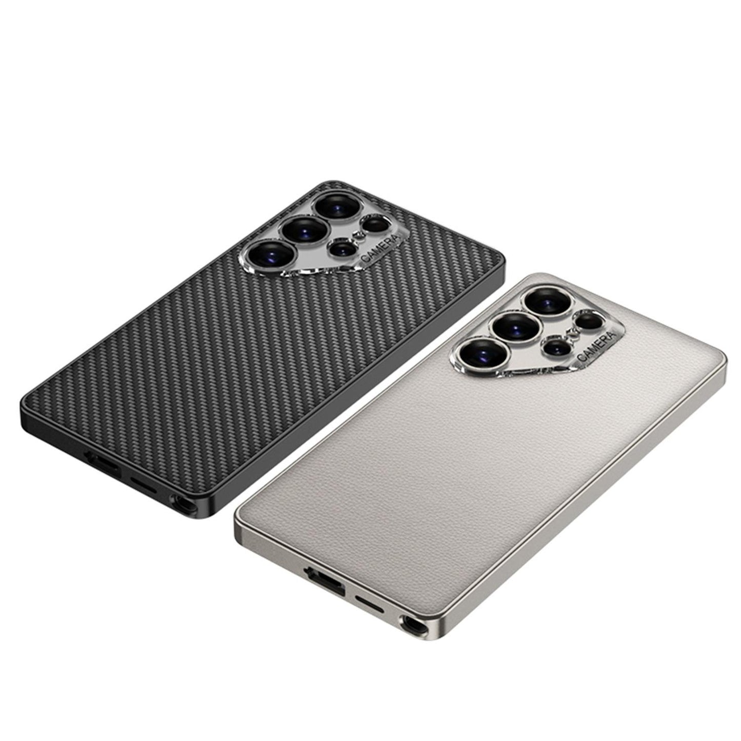 Business Lens Protector Plain Leather Phone Case for Samsung S25 S24 S23 Ultra Anti-Drop Full Cover Phone Case