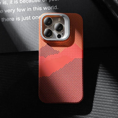 Carbon Fiber Star Mountain Mosaic Particle Matte Strong Magnetic Camera Kickstand Hardware Shockproof Phone Case For iPhone 16ProMax 15 14 13 Hard Full Cover