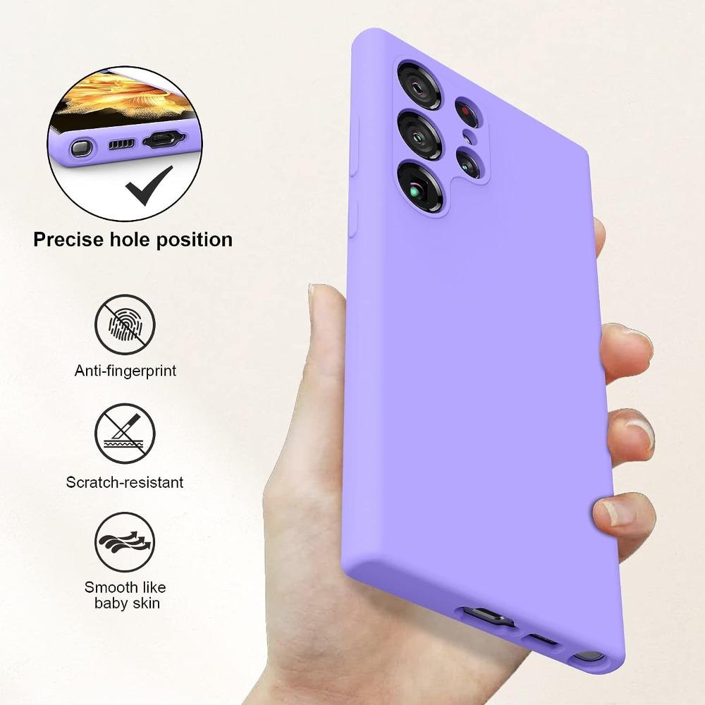 Slim Liquid Silicone Rubber Shockproof Phone Case for Samsung Galaxy S25 S25Plus S25Ultra S24 S24FE S24Plus S24Ultra , Soft Anti-Scratch Microfiber Lining Protection Case