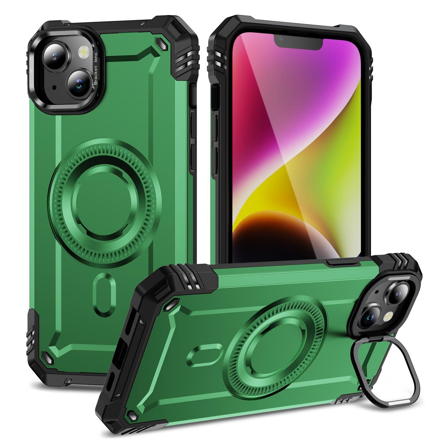 Anti-Dust Four Corner Anti-Fall Heavy Duty Protection Shockproof Strong Magnetic Phone Case With Camera Kickstand for iPhone 16ProMax 16 15 14 13 12 11 XR Hard Full Cover