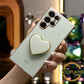 Plating Love Heart Pop Stand Phone Case For Samsung S25 S24 S23 S22 S21 Note20