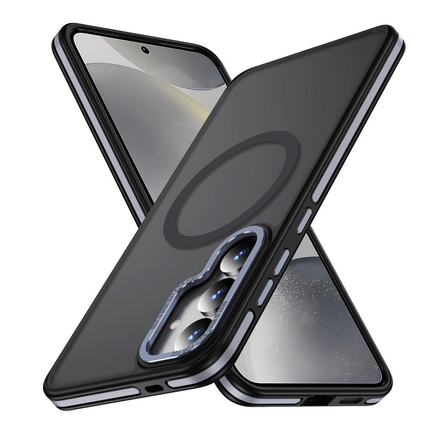 Two-tone Matte Transparent Anti-Dust Anti-Fall Bumper Shockproof Strong Magnetic Phone Case for Samsung S25Ultra S24 S23FE S23 A14 A15 A25 A35 A54 Bumper Hard Cover